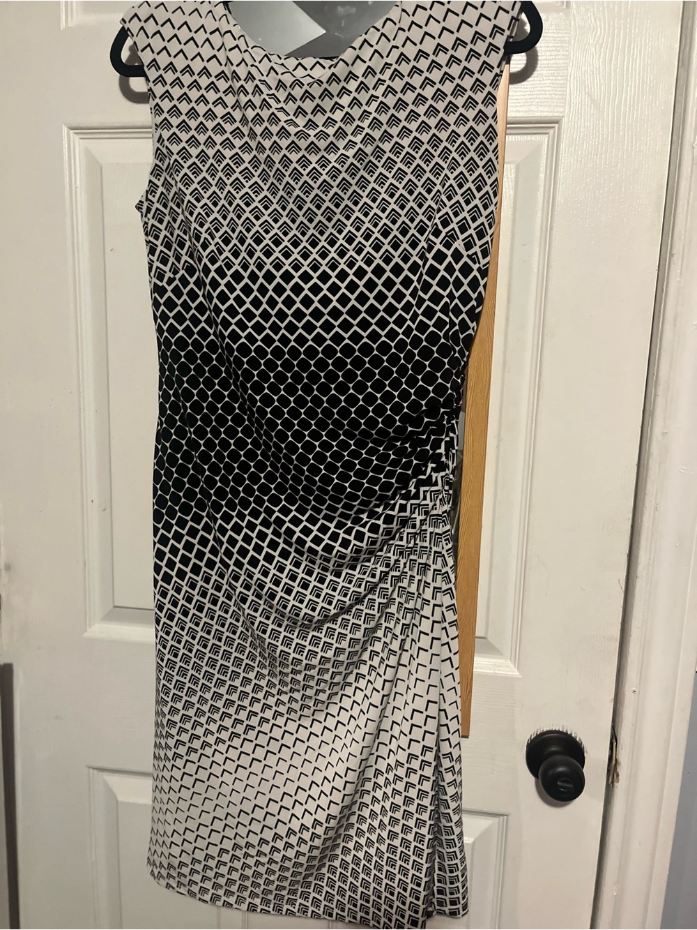 Size 12 Lauren Ralph Lauren Midi Dress, Black and White Geometric Design